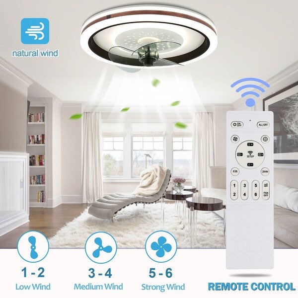 Oaks Aura 19in. Smart AppandRemote Dual Control Flush Mount Ceiling Fan with Lights， Low Profile Ceiling Fan with Remote - White Shopping - The Best Deals on Ceiling Fans | 41068370