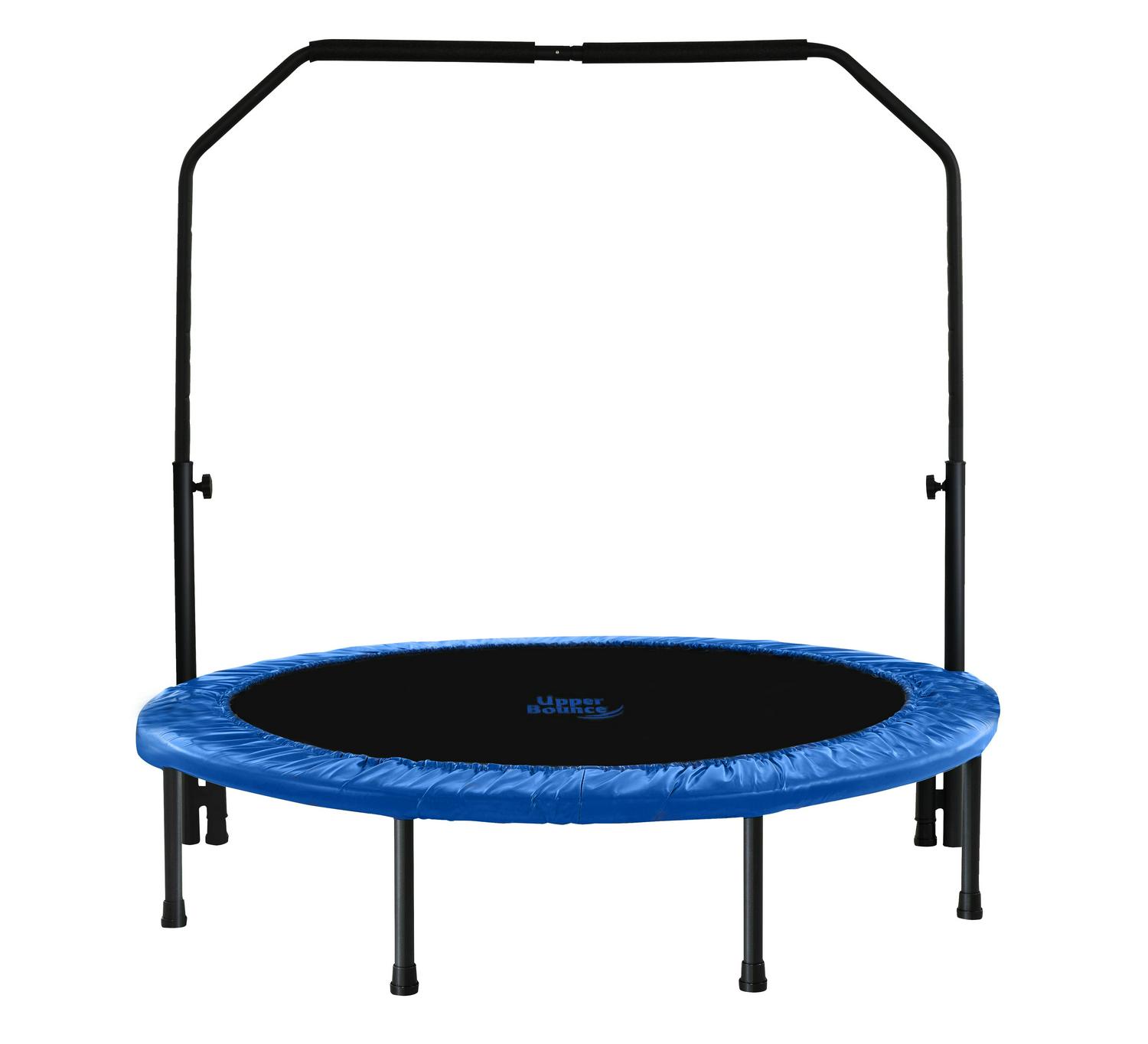 Machrus Upper Bounce 48 Mini Trampoline with Adjustable Handbar a Round Foldable Rebounder Fitness Trampoline for Kids and Adults