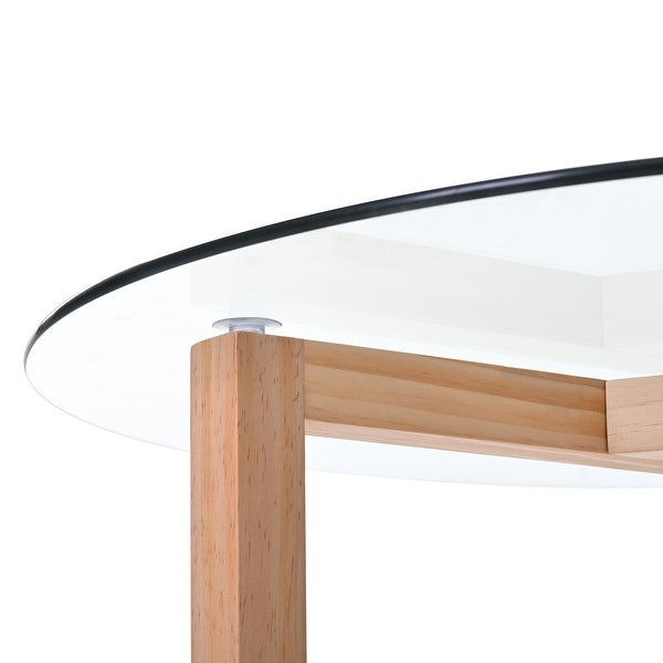 Round Glass Coffee Table Cocktail Table with Tempered Glass Top