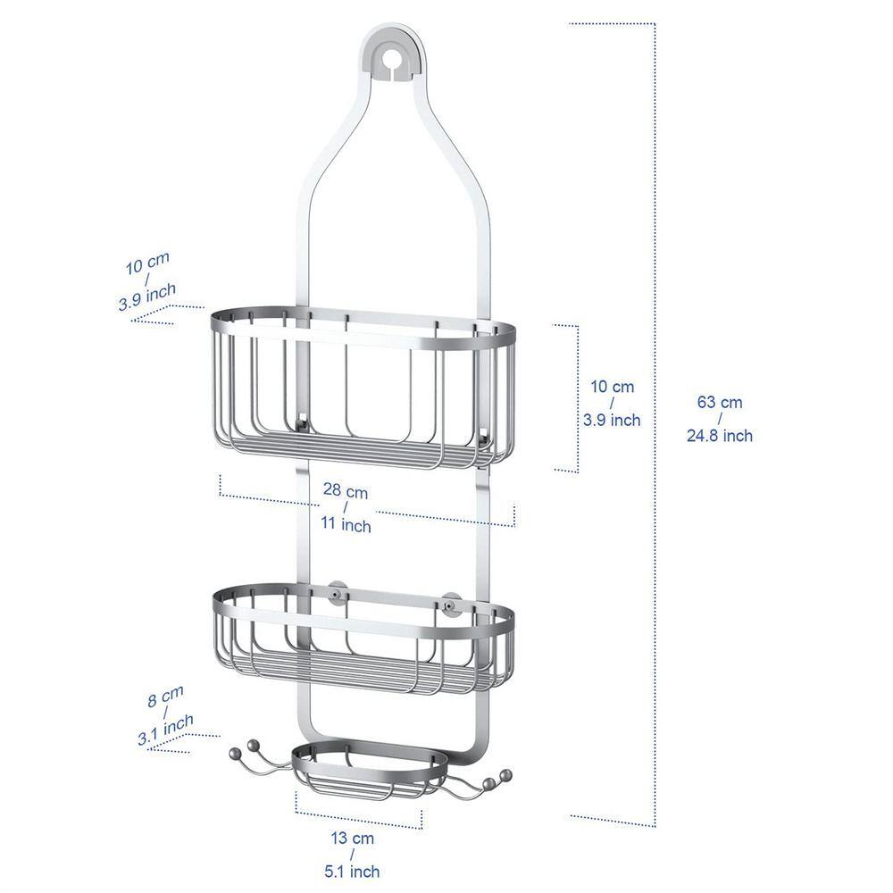 Cubilan Over Head Shower Caddy Shower Storage Rack Basket with Hooks in Silver HD-W6G