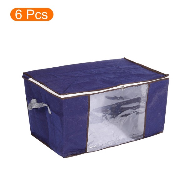 Unique Bargains Foldable Reinforced Handle Sturdy Zippers Closet Organizer Clothes Storage Bags