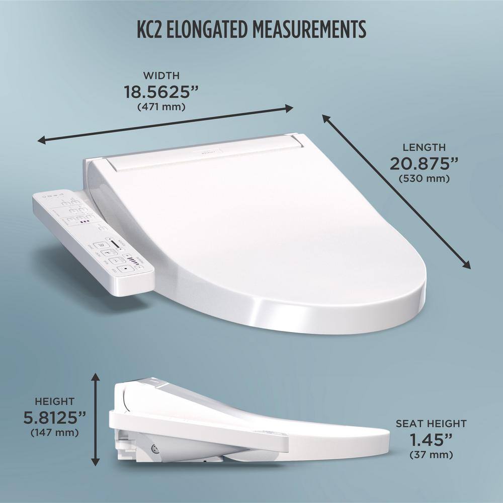 TOTO KC2 Washlet Electric Heated Bidet Toilet Seat for Elongated Toilet in Cotton White SW3024#01