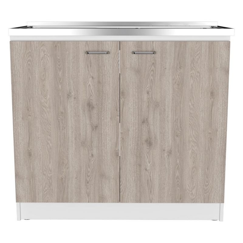 Oklahoma Utility Sink， Double Door Cabinet， Stainless Steel Countertop