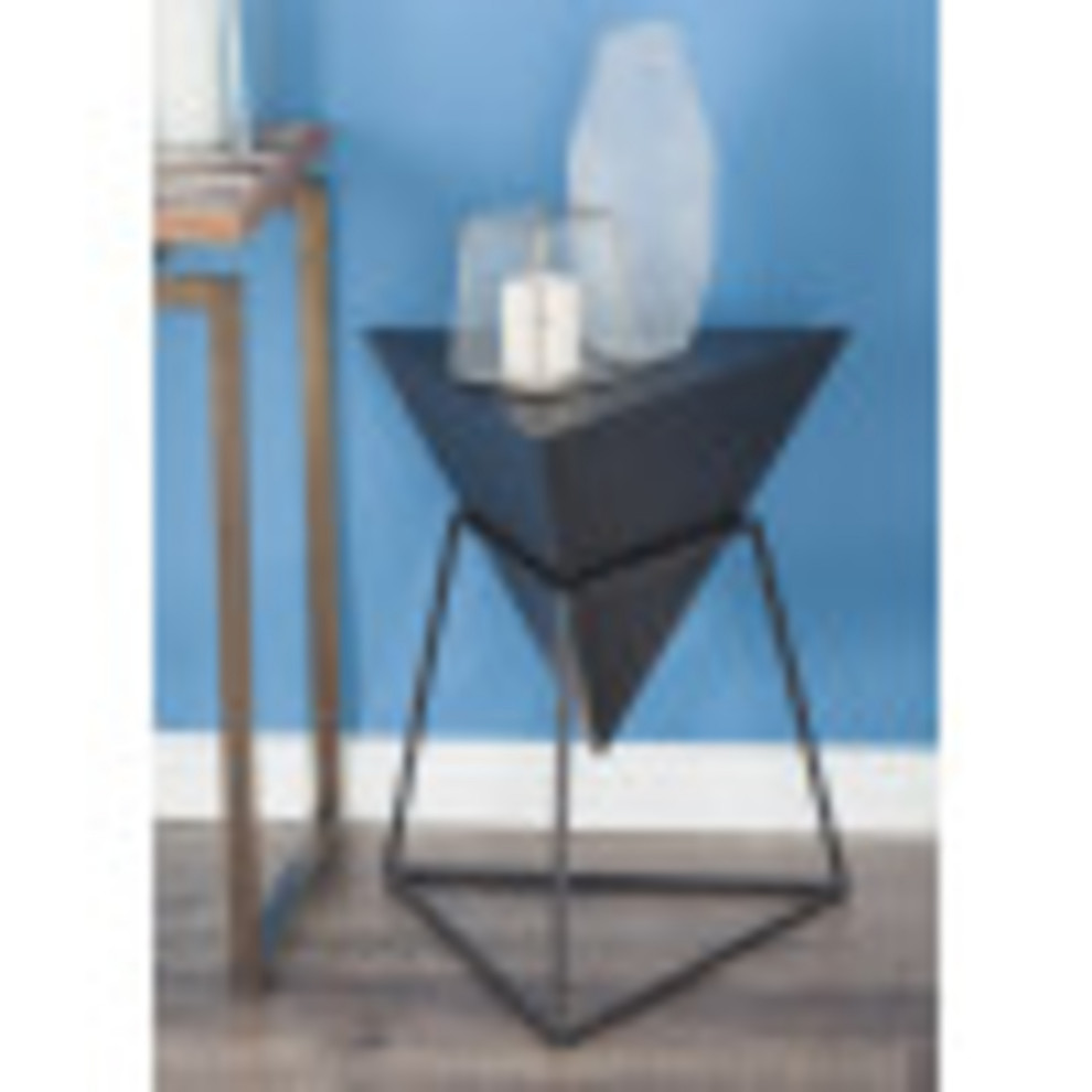 Black Metal and Wood Modern Accent Table 85238   Industrial   Side Tables And End Tables   by Brimfield  ampMay  Houzz