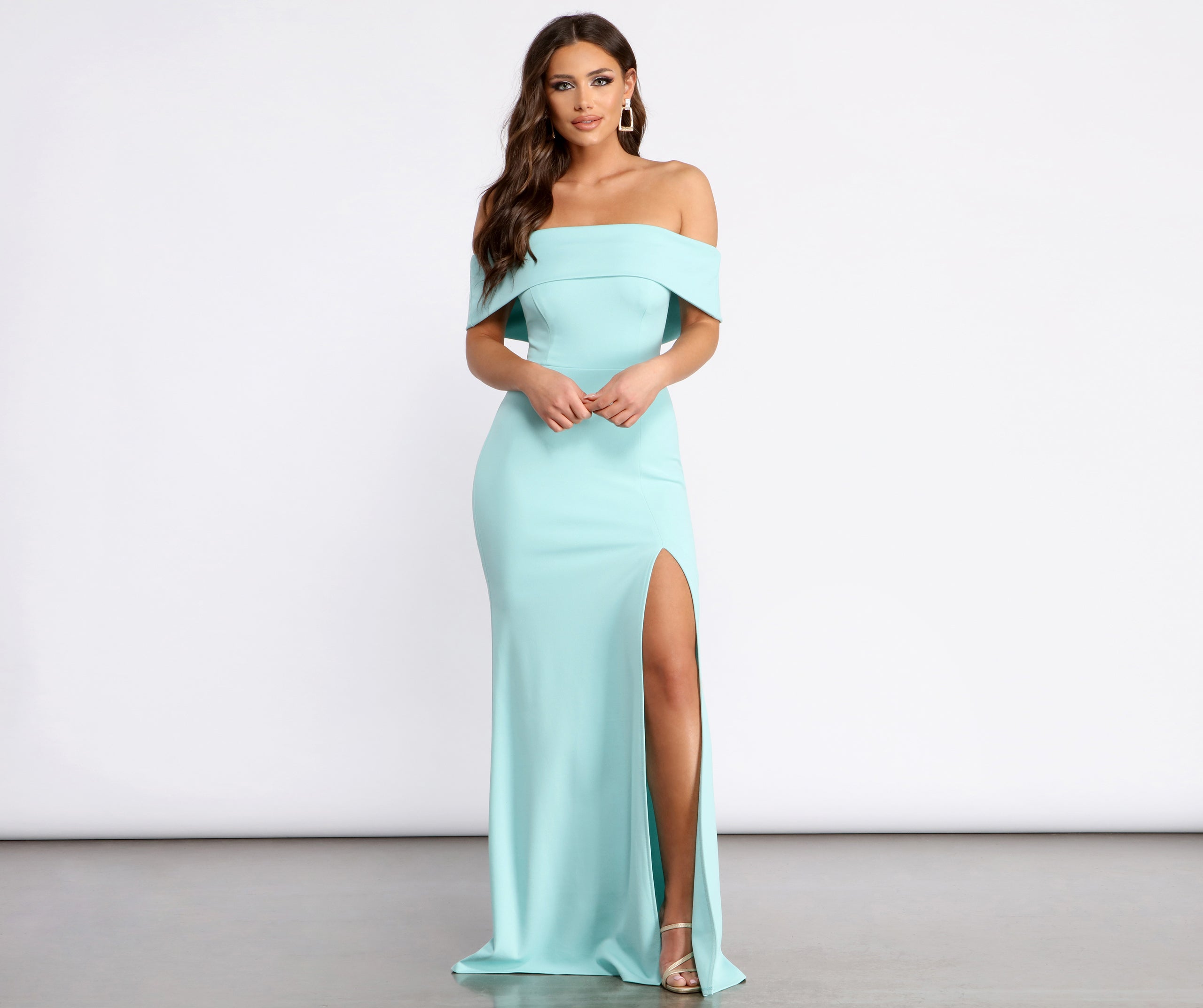 Coralie Off Shoulder Front Slit Dress