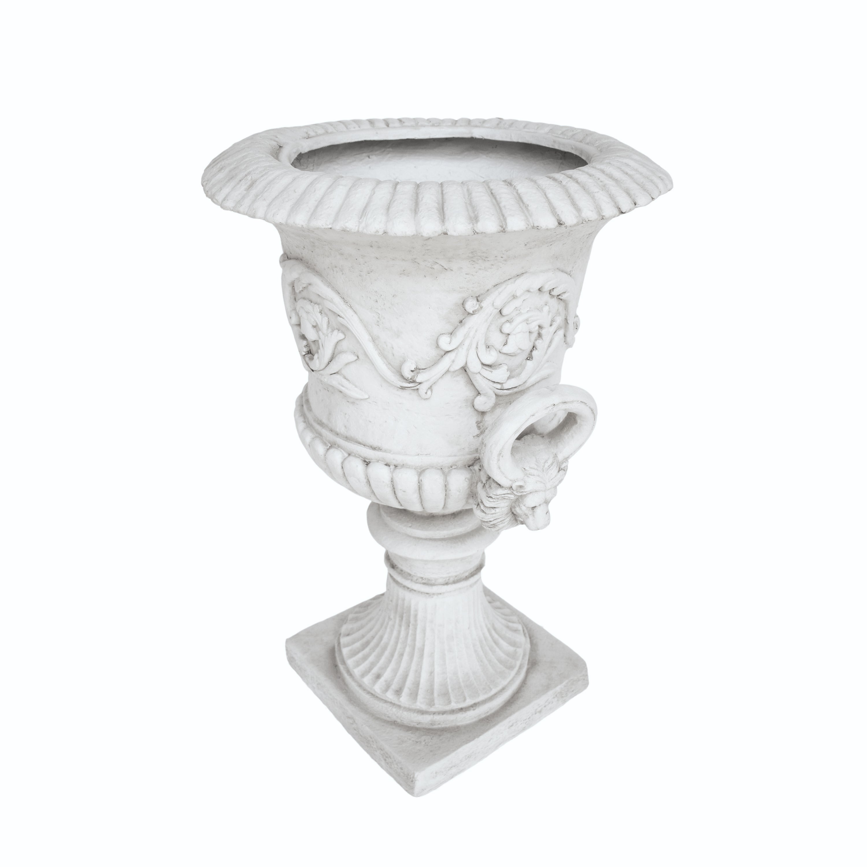 Joa Chalice Garden Urn Planter, Roman, Botanical, Lightweight Concrete