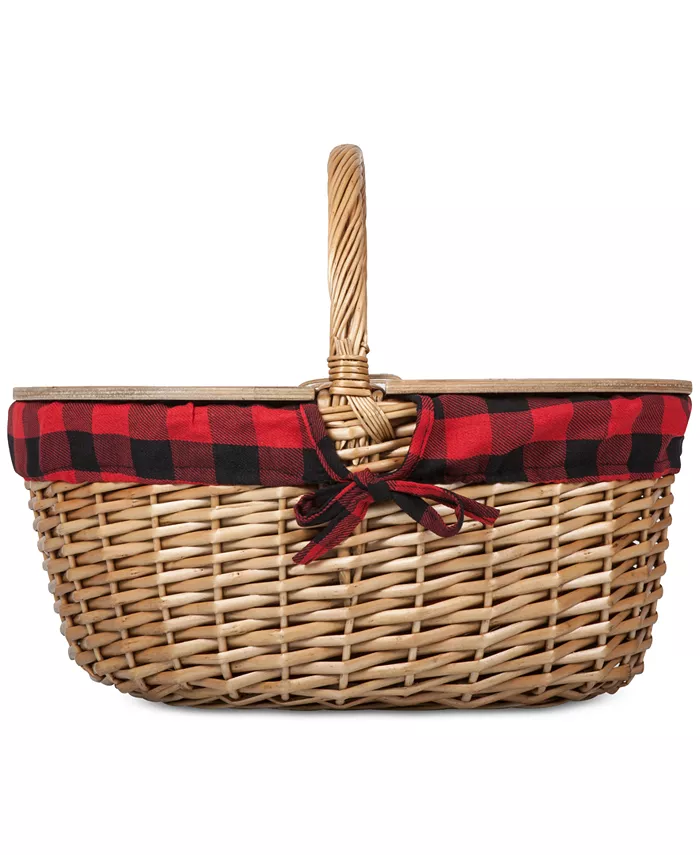 Picnic Time Country Red and Black Buffalo Plaid Picnic Basket