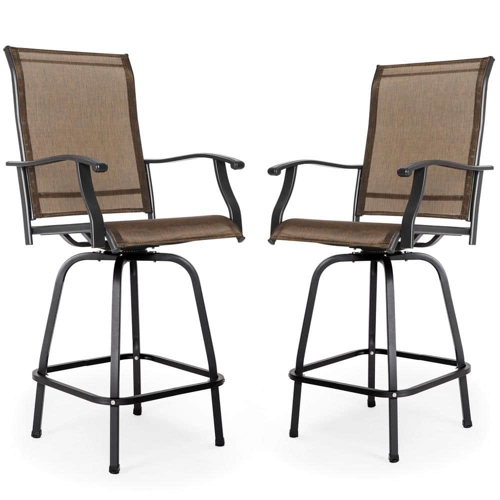 Nuu Garden 2-Piece Steel Outdoor Swivel High Bar Stools DB137J-02