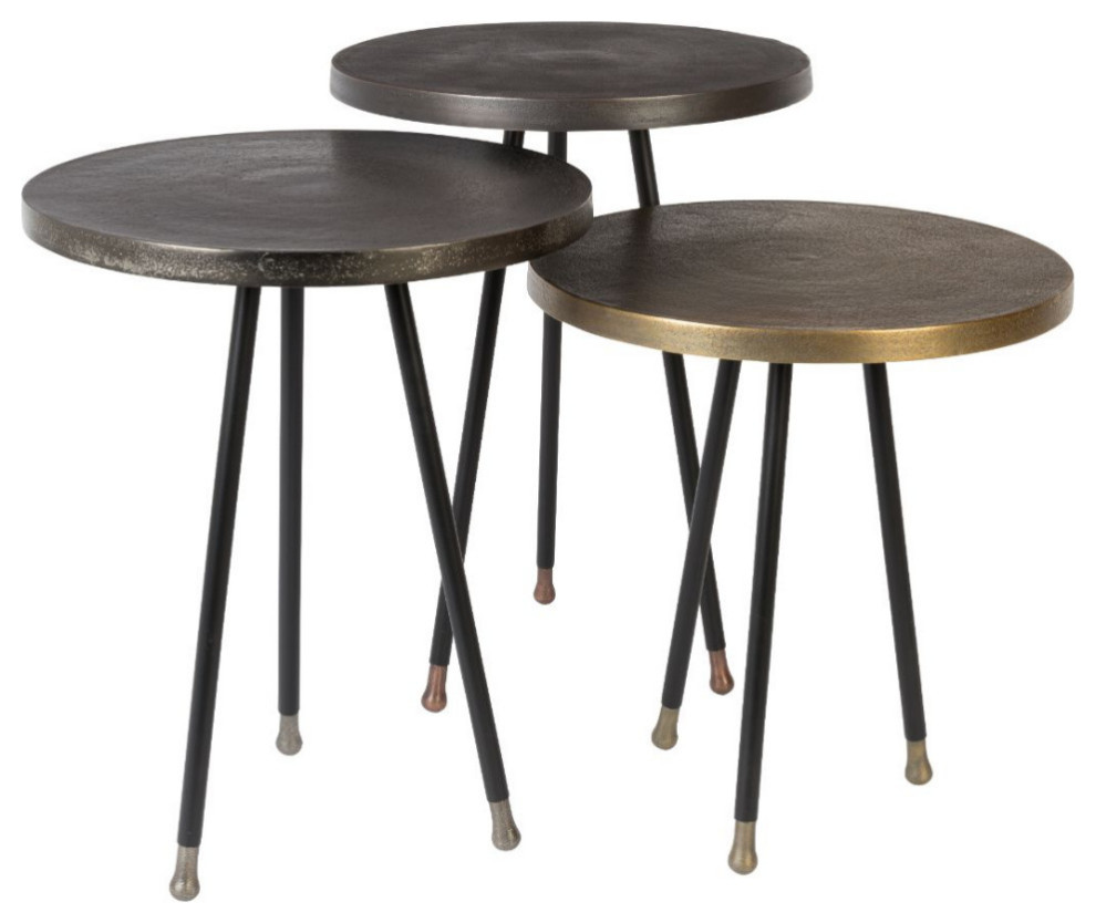 Metal Trio End Table Set (3)  Dutchbone Alim   Midcentury   Side Tables And End Tables   by Luxury Furnitures  Houzz