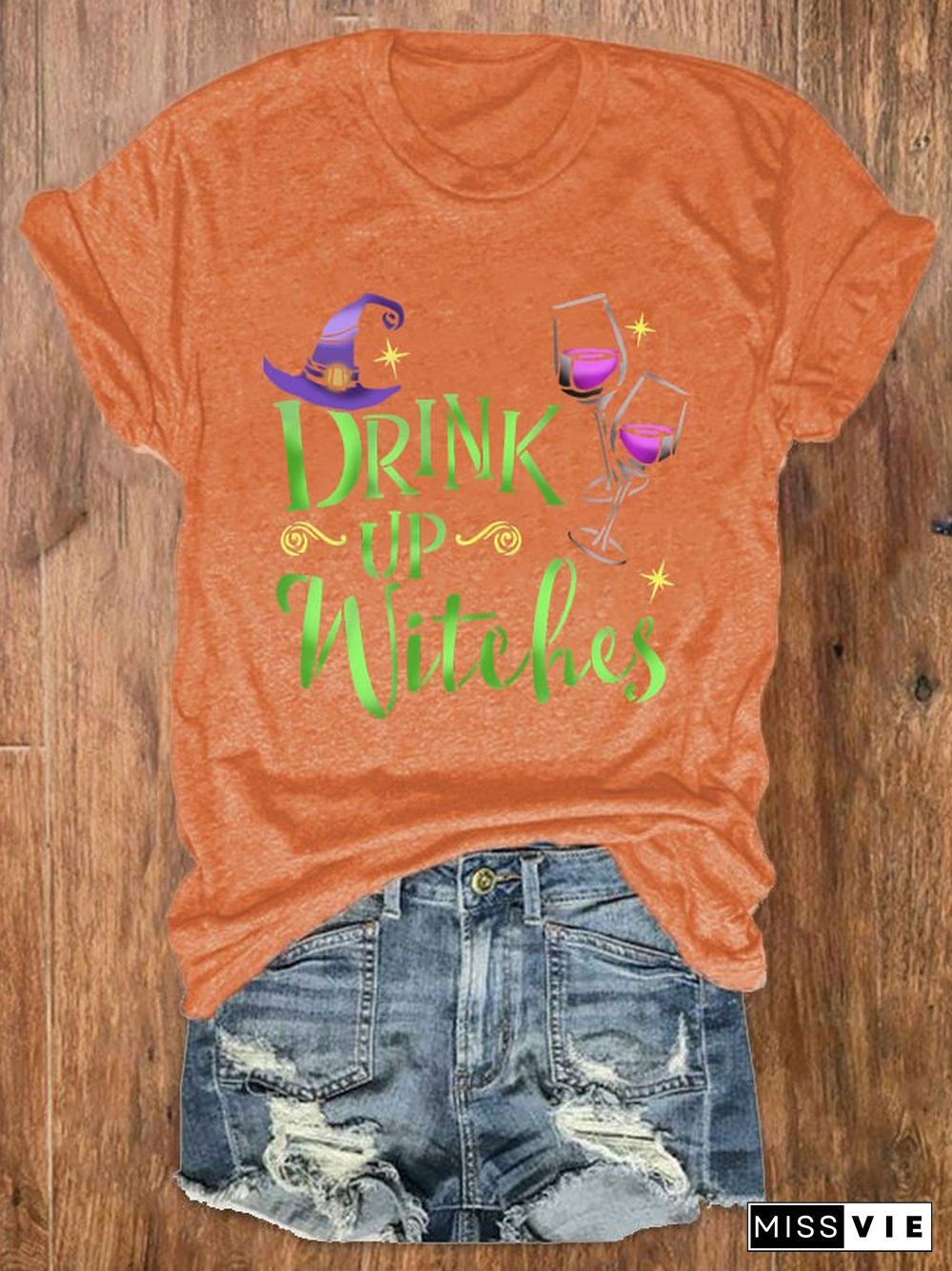 Women's Drink Up Witches Print T-shirt