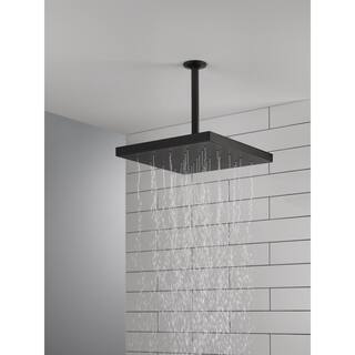 Delta 1-Spray Patterns 2.5 GPM 12 in. Wall Mount Fixed Shower Head with H2Okinetic in Matte Black 52161-BL25