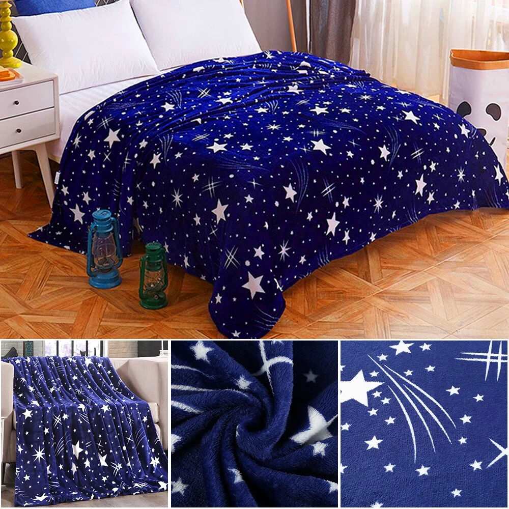 High Quality Blanket Super Soft Warm Solid Warm Micro Plush Fleece Star Blanket Throw Rug Sofa Bedding