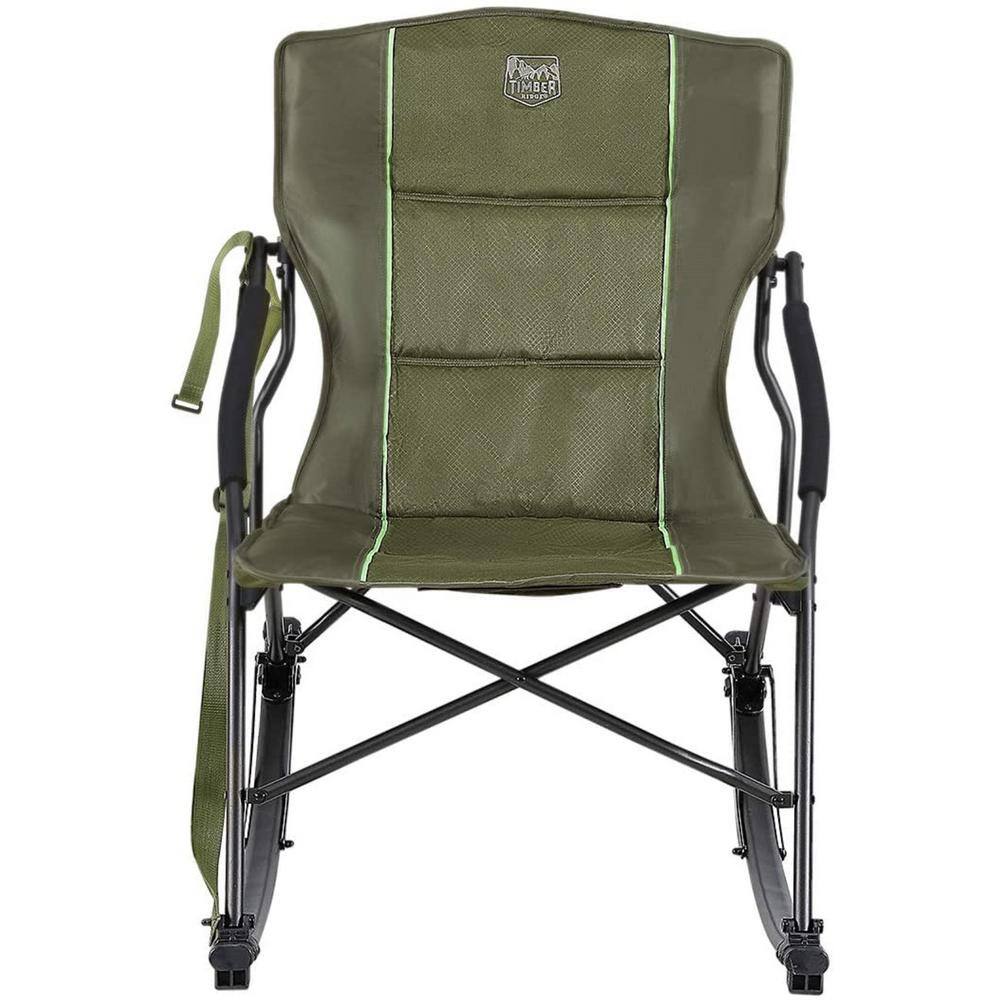 Timber Ridge Alder Green Steel Quad Folding Rocker Camping Chair TR-EVT009