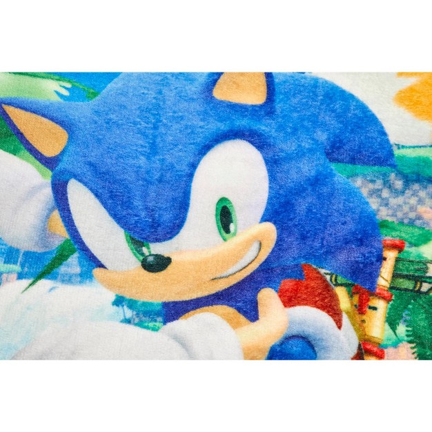 Just Funky Sonic The Hedgehog Sonic amp Tails Large Fleece Throw Blanket 60 X 45 Inches