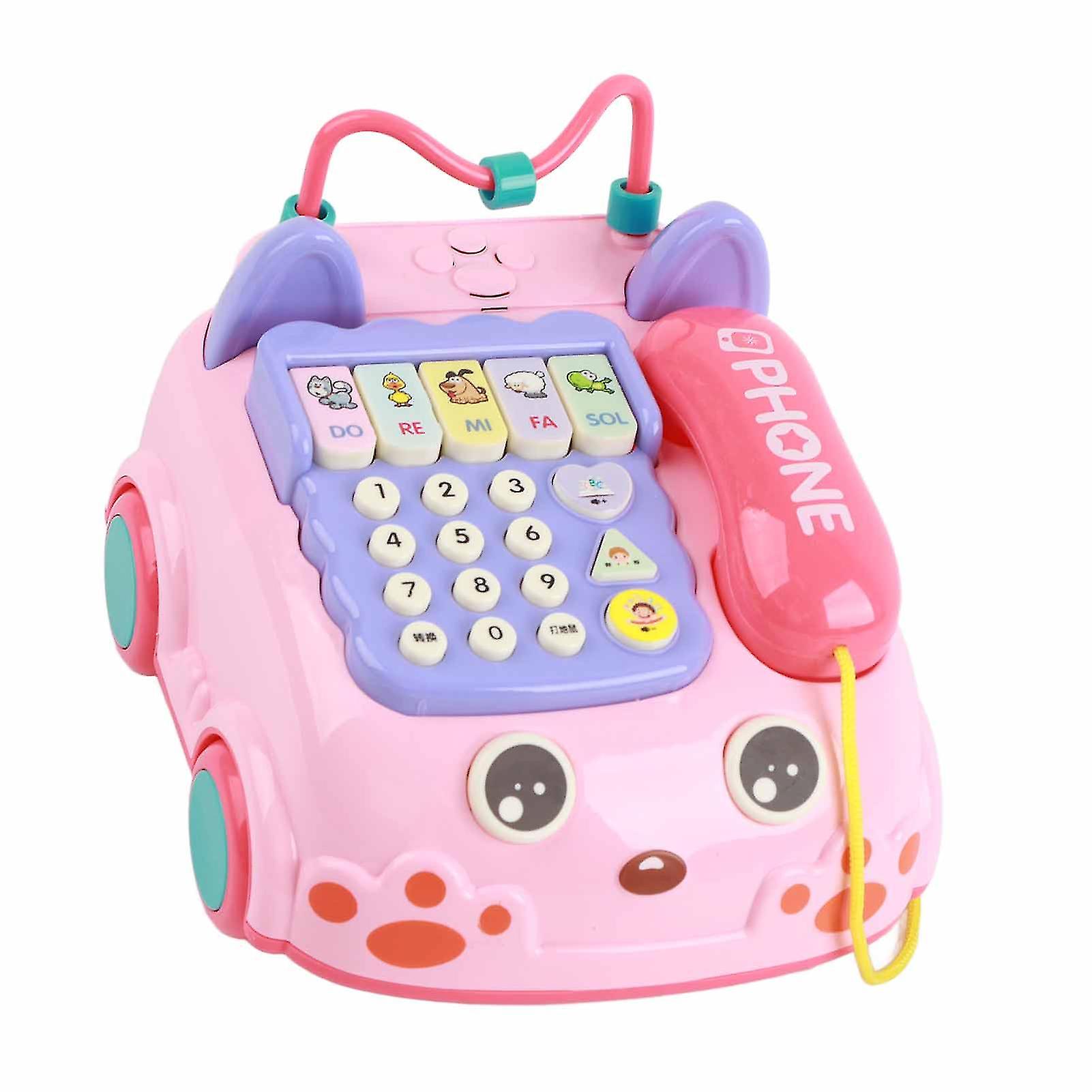 Toy Telephone Ordinary Battery Medium Telephone Simulation Educational Baby Telephone Toy Pink