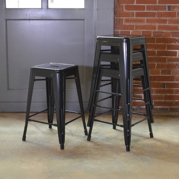 Loft Black 24 Inch Metal Counter Stool - 4 Piece