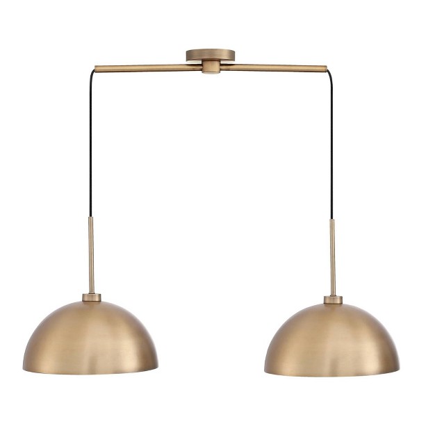 2 light Percy Modern Island Pendant Ceiling Fixture Light Vintage Brass Nathan James