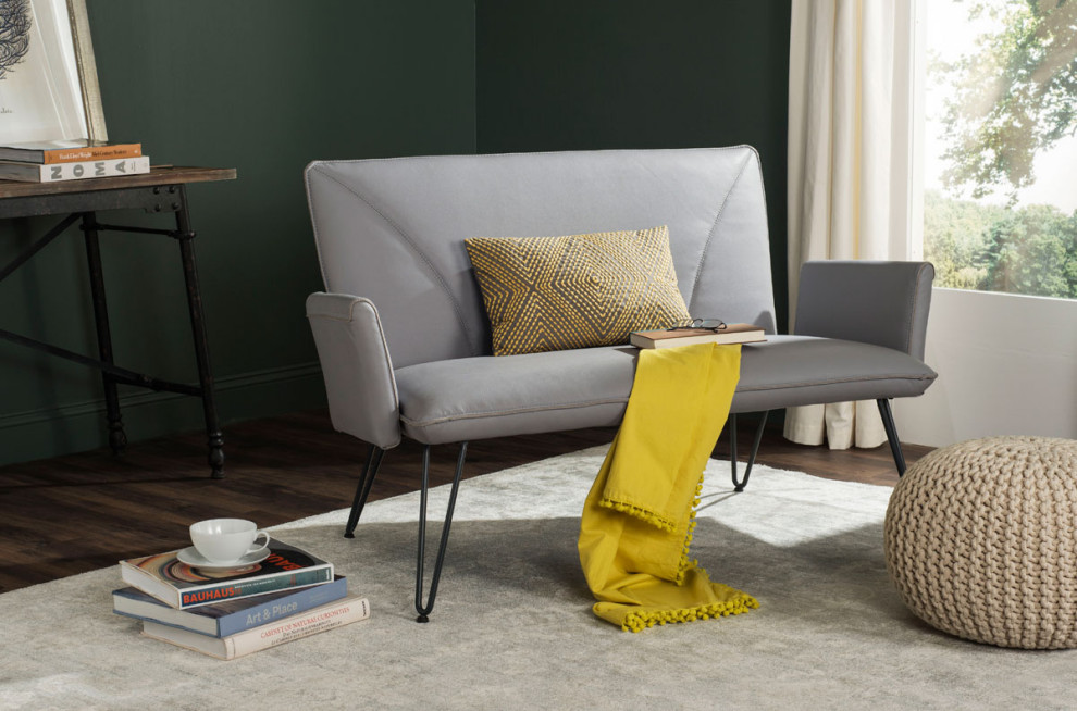 Hannah Settee Grey   Midcentury   Loveseats   by Peachtree Fine Furniture  Houzz