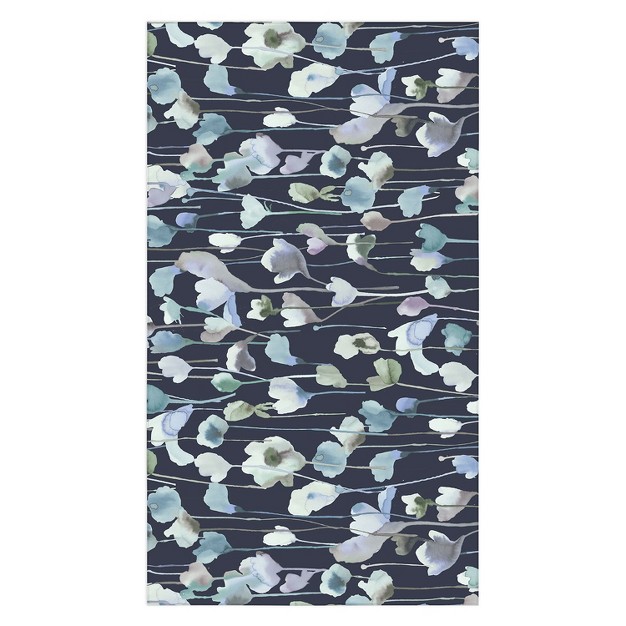 Ninola Design Watery Abstract Flowers Navy Tablecloth Deny Designs