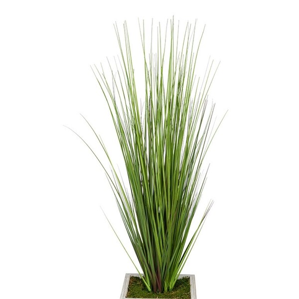 Faux 4ft PVC Grass in Washed Wood Planter