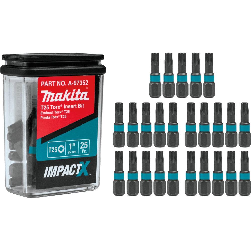 Impact X  T25 Torx  1″ Insert Bit， 25/pk ;