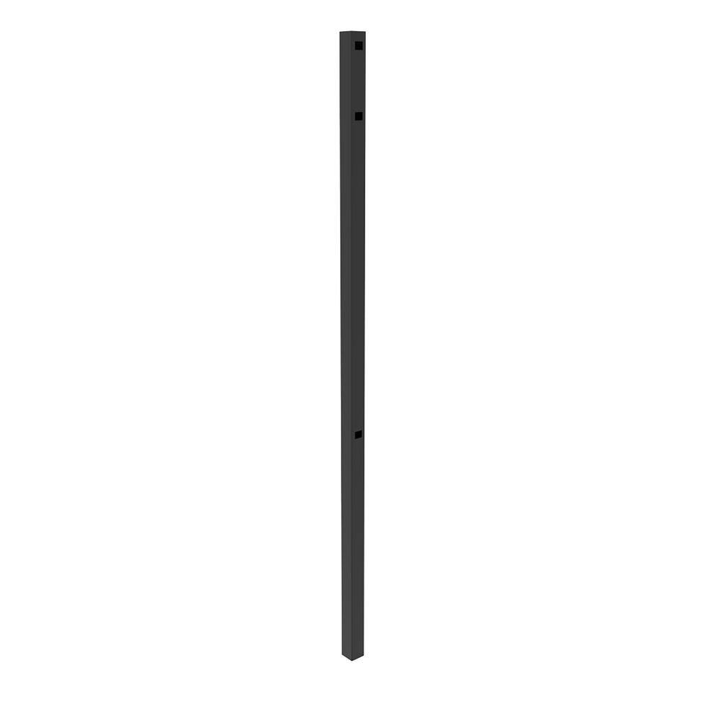 FORTRESS Athens 6 ft. H x 2 in. W x 0.060 Thick Gloss Black Aluminum Flat Top Design Fence End Post 403207212M