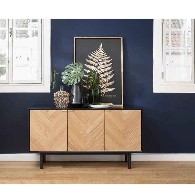 CALVI Sideboard Buffet 1.5M -  Natural & Black