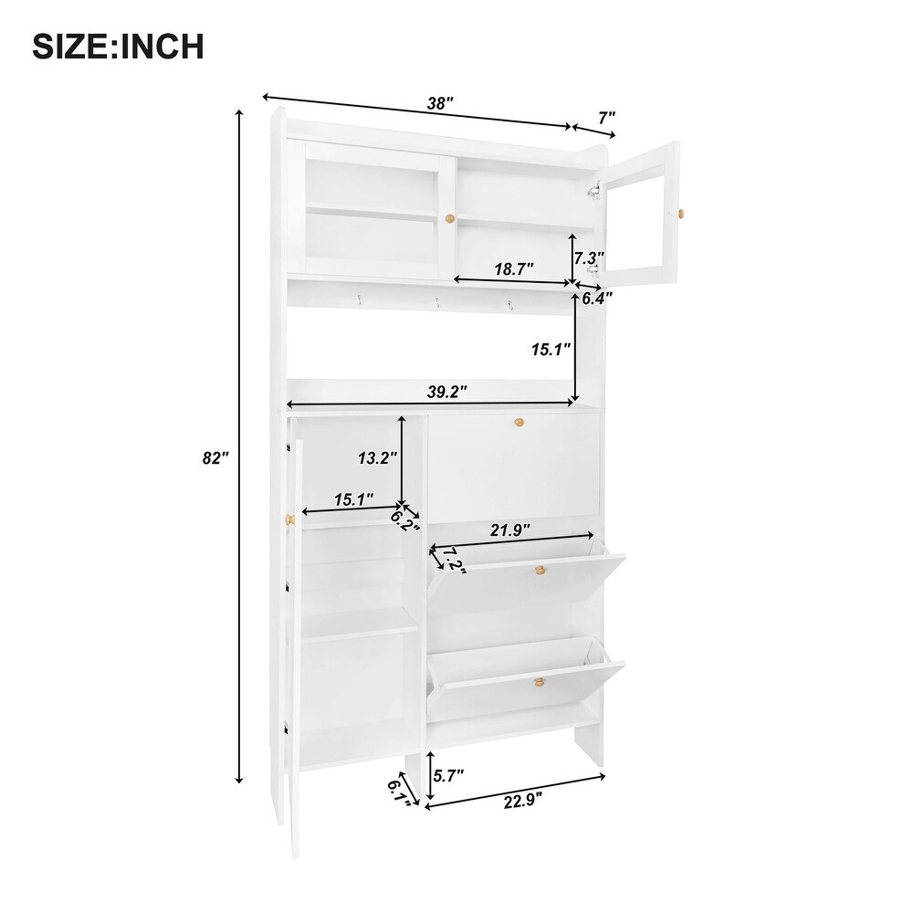 Shoe Cabinet with Open Storage Space