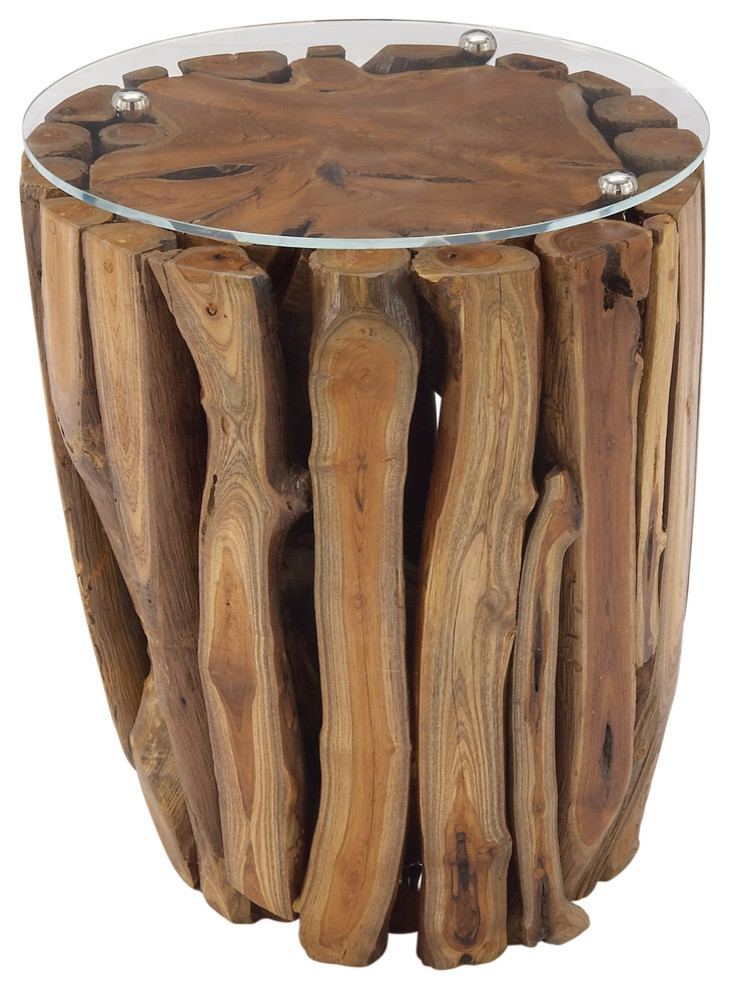 Rustic Brown Teak Wood Accent Table 75560   Rustic   Side Tables And End Tables   by pruneDanish  Houzz