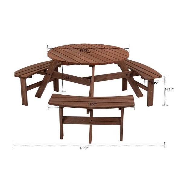 Classic Farmhouse Style Wooden Picnic Table with Integrated Benches