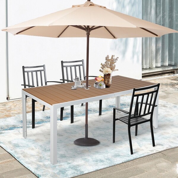 Patio Outdoor Table with Umbrella Hole for 8 Person，71