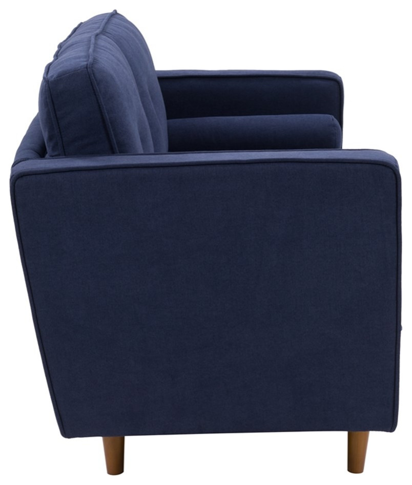 Atlin Designs Fabric Upholstered Modern Loveseat in Navy Blue   Midcentury   Loveseats   by Homesquare  Houzz