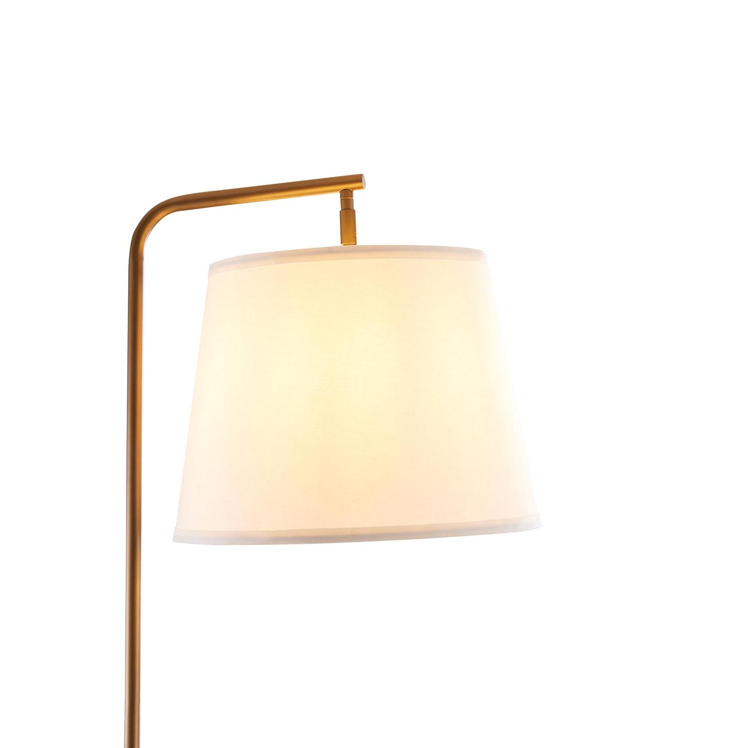 Teamson Home Lilah Floor Lamp with Faux Marble Tray Table and Built-In USB Port， White/Brass