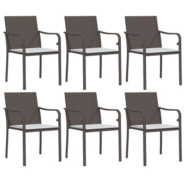 vidaXL Patio Dining Set Table and Chair with Cushions Poly Rattan and Steel