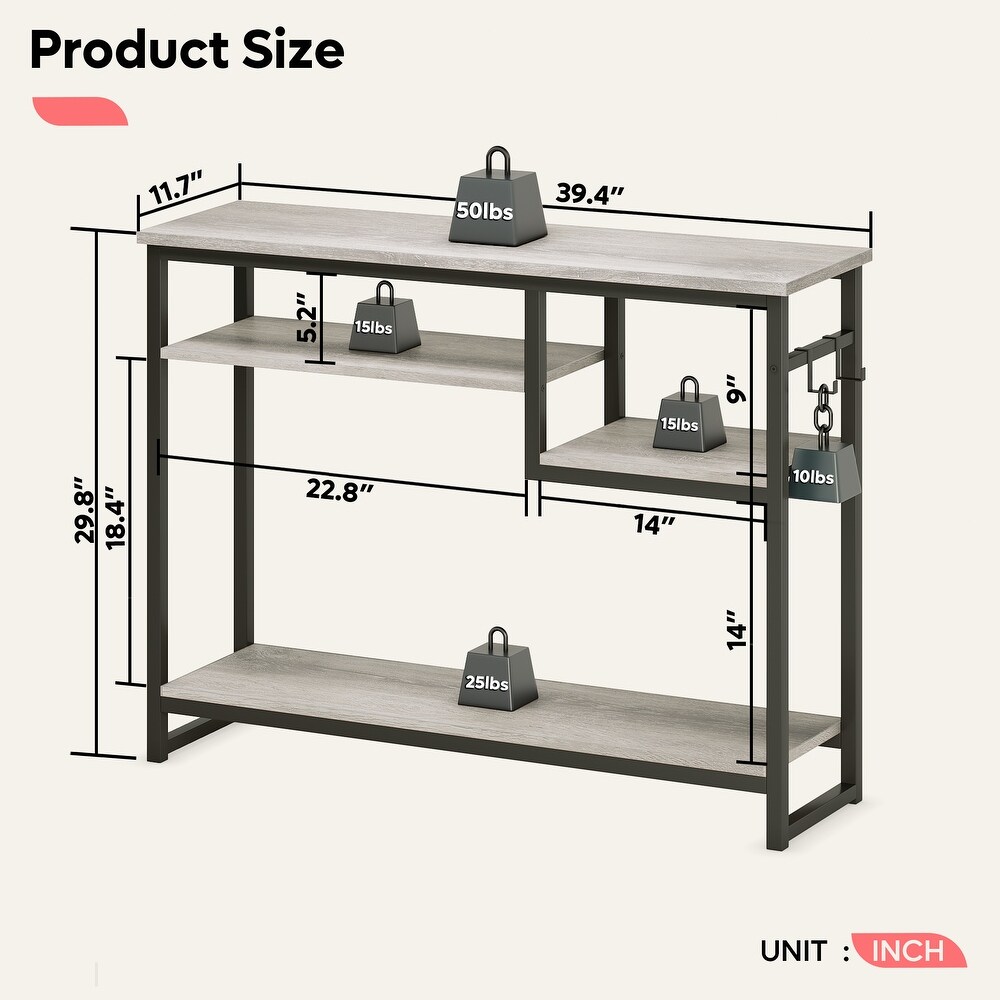 Console Tables with 4 Tier Storage Shelves   40 inch