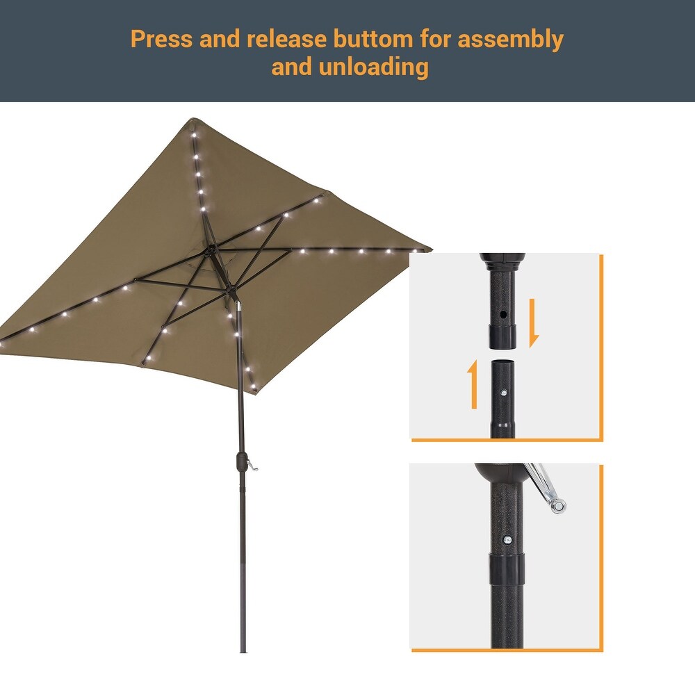 BONOSUKI Outdoor 10 x 6.5ft LED Umbrella Patio Market Table Umbrella