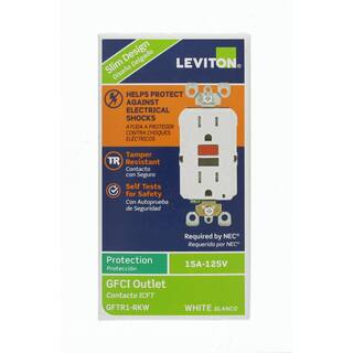 Leviton 15 Amp 125-Volt Self-Test Tamper Resistant GFCI Outlet White R99-GFTR1-RKW