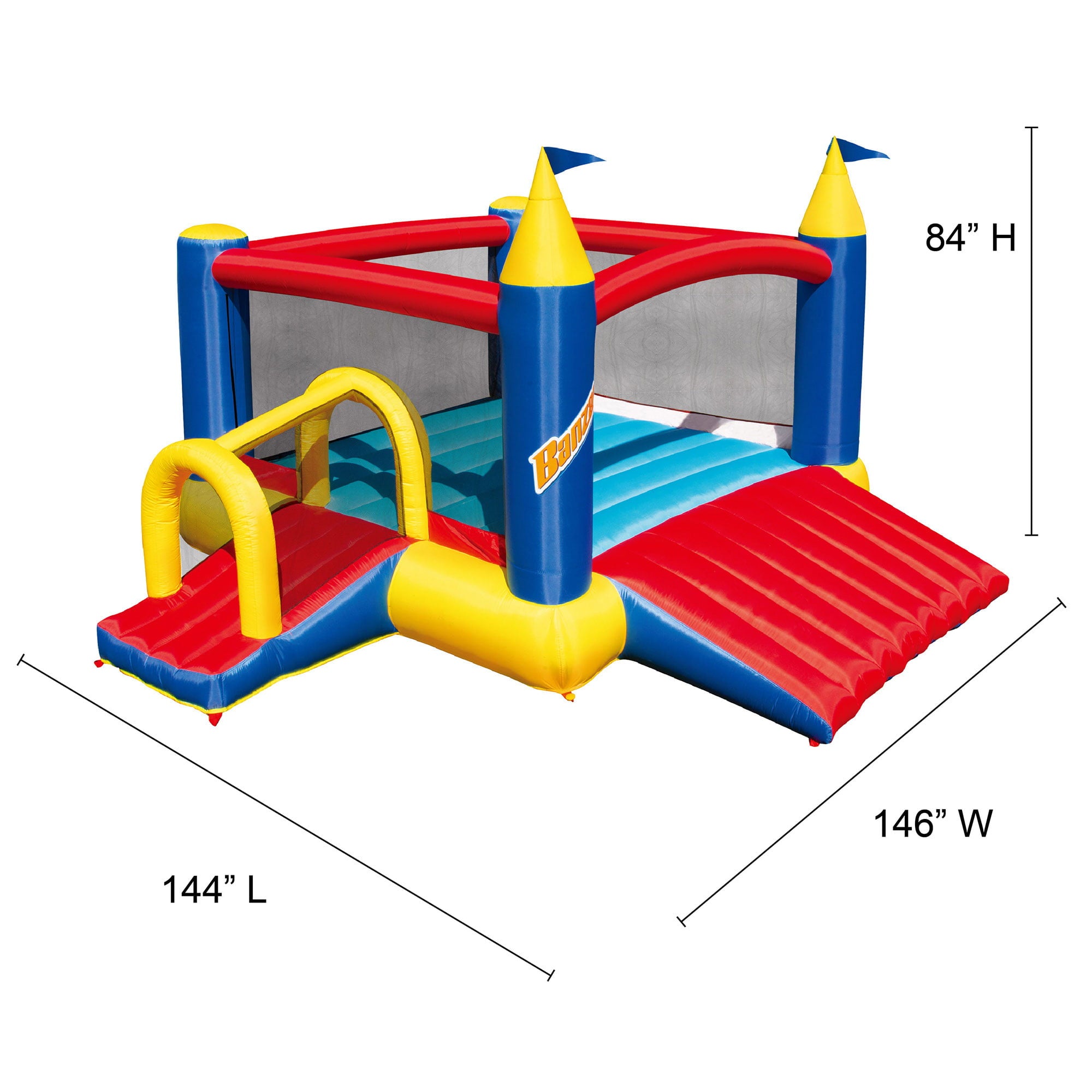 Banzai Toss Like A Boss Giant Pong Lawn Game and Slide N Fun Bounce House