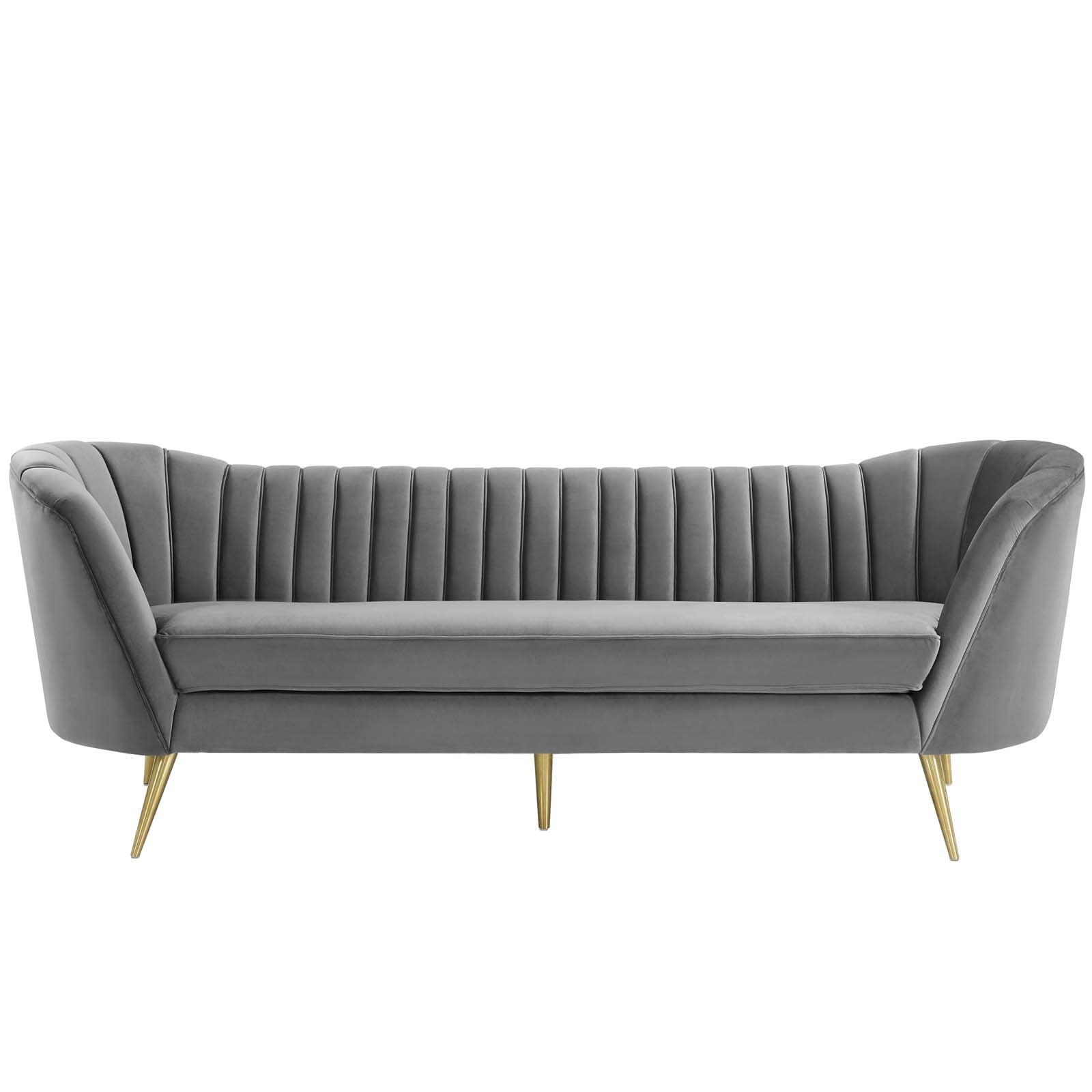 Opportunity Vertical Channel Tufted Curved Performance Velvet Sofa-EEI-3453