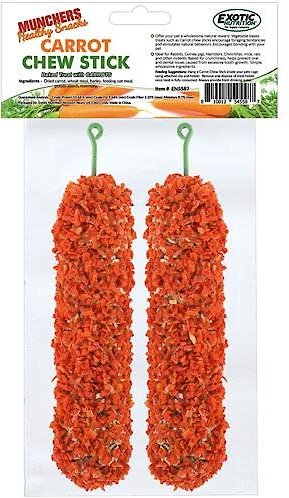 Exotic Nutrition Munchers Sticks w/ Carrot Small Pet Treats， 2 count