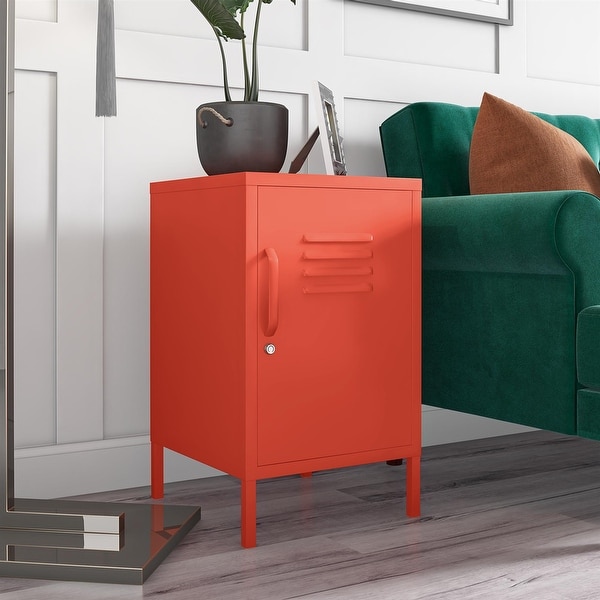 Cache Metal Locker End Table， Orange