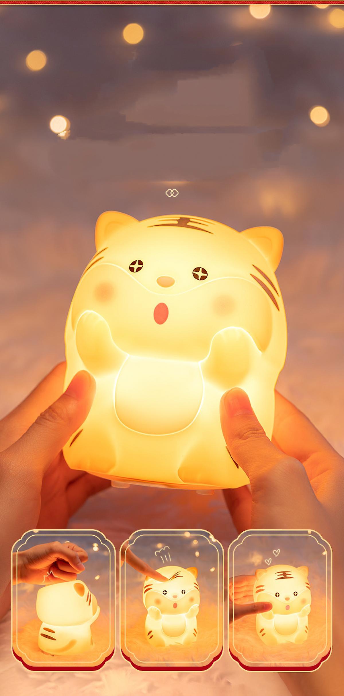 Cute Night Light For Kids - Silicone Lion Led Night Light， Parenting Light， Girls， Boys， Kids Gifts