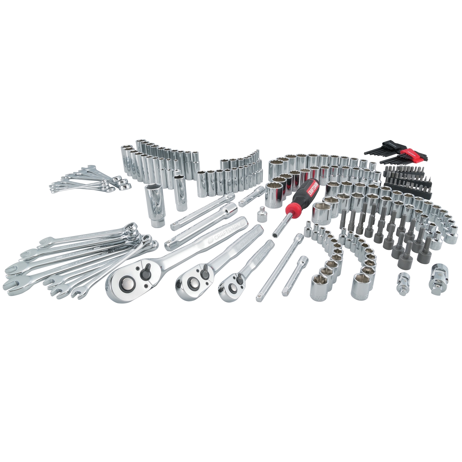 Craftsman VersaStack 1/4， 3/8 and 1/2 in. drive Metric and SAE 6 Point Mechanic\u0027s Tool Set 216 pc