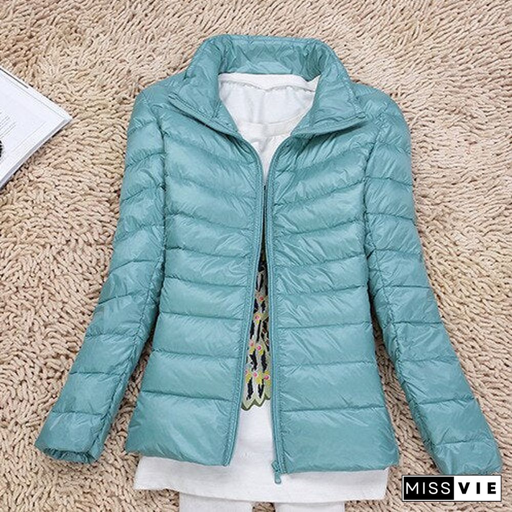 Winter Jacket Women New 90%White Duck Ultra Thin Down Jacket Female Long Sleeve Pocket Down Jacket Parkas Large Size 7Xl