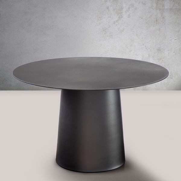 Modern and Elegant Matte Black Single Round Coffee Table with Sturdy Iron Base