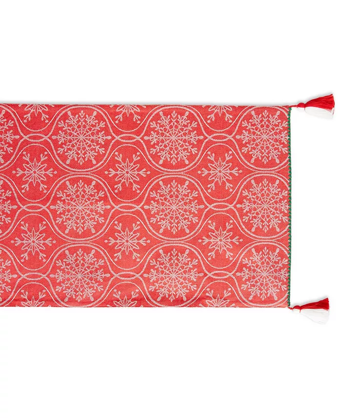 Design Imports Joyful Snowflakes Jacquard Collection for Everyday Use Holidays and Dinner Parties Table Runner 14 x 72