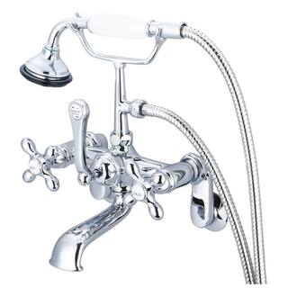 Water Creation 3-Handle Vintage Claw Foot Tub Faucet with Handshower and Cross Handles in Triple Plated Chrome F6-0009-01-AX