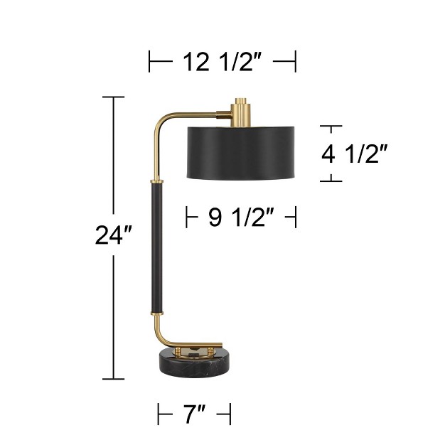 High Black Gold With Dual Usb Charging Ports Metal Drum Shade For Bedroom Living Room Home