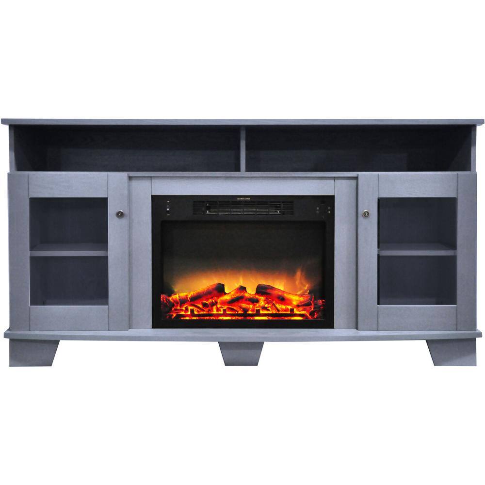 Hanover Glenwood 59.1 in. W Freestanding Electric Fireplace TV Stand in Slate Blue with Enhanced Log Display FS6022-1BSBL2