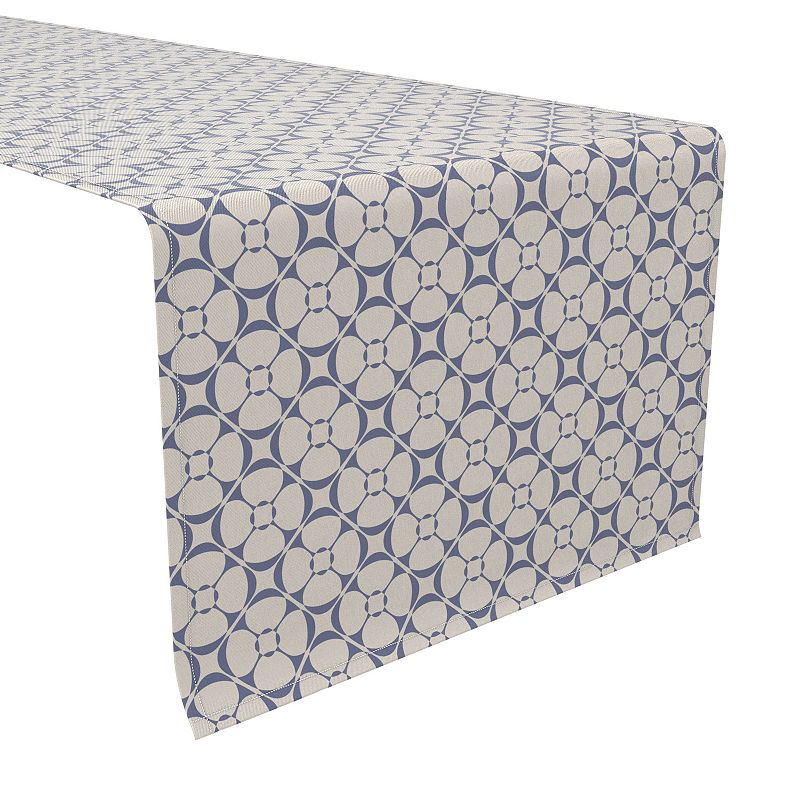 Table Runner， 100% Cotton， 16x90， Rounded Floral Shapes